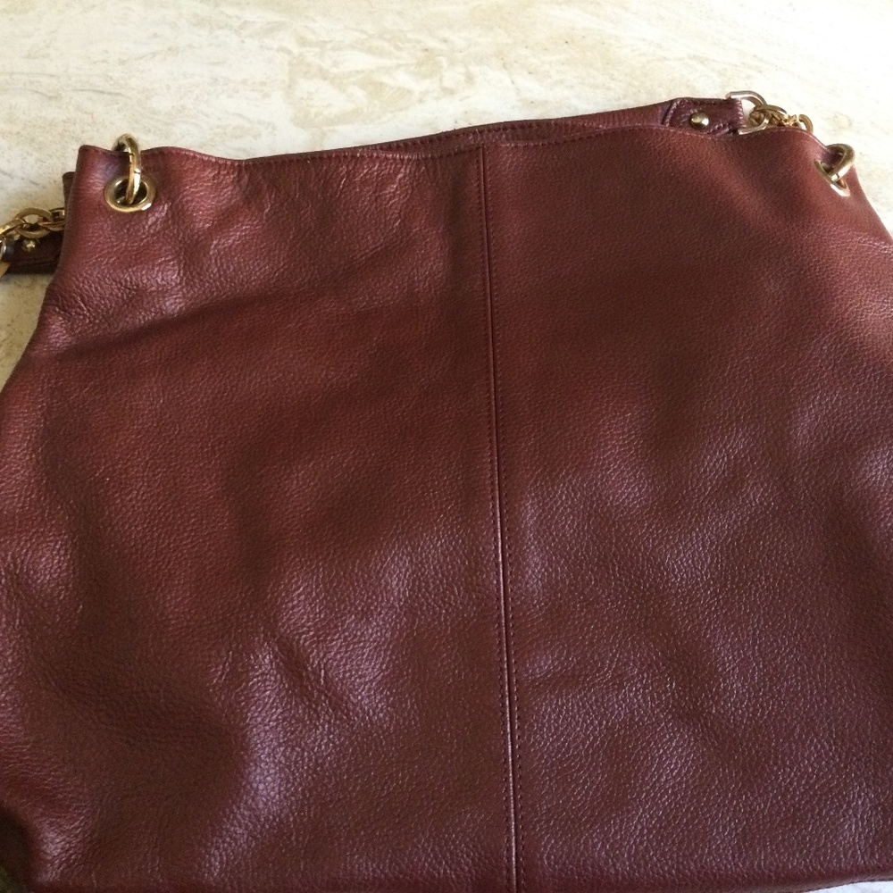 Women’s red leather tote